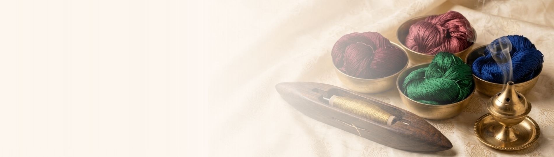 Hand-wound silk thread and weaving tools